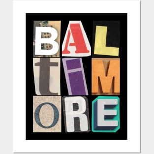 ABSTRACT BALTIMORE WITH VINTAGE LETTERS DESIGN Posters and Art